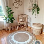 Round jute&cotton rug shape5