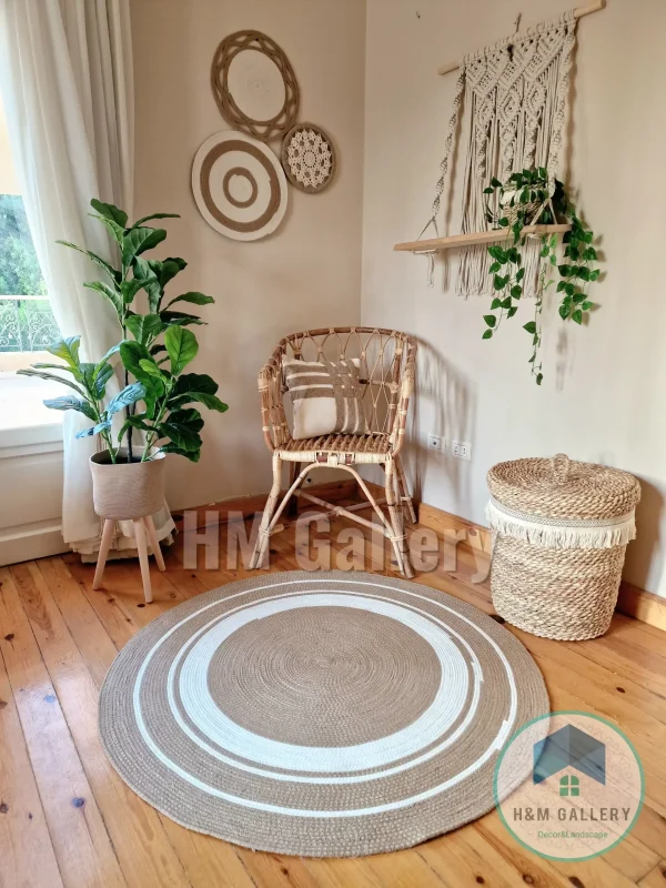Round jute&cotton rug shape5