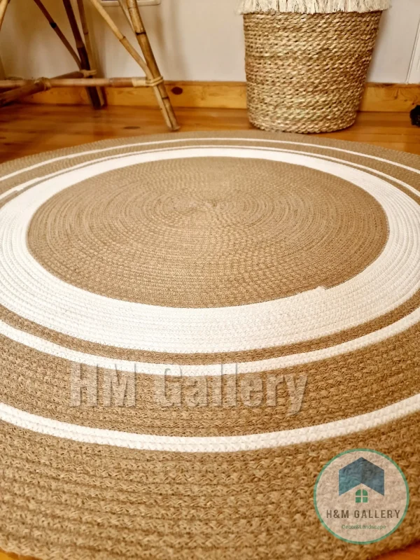 Round jute&cotton rug shape5