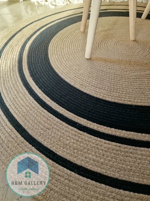 Round jute&cotton rug shape4