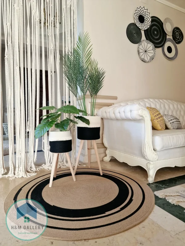 Round jute&cotton rug shape4