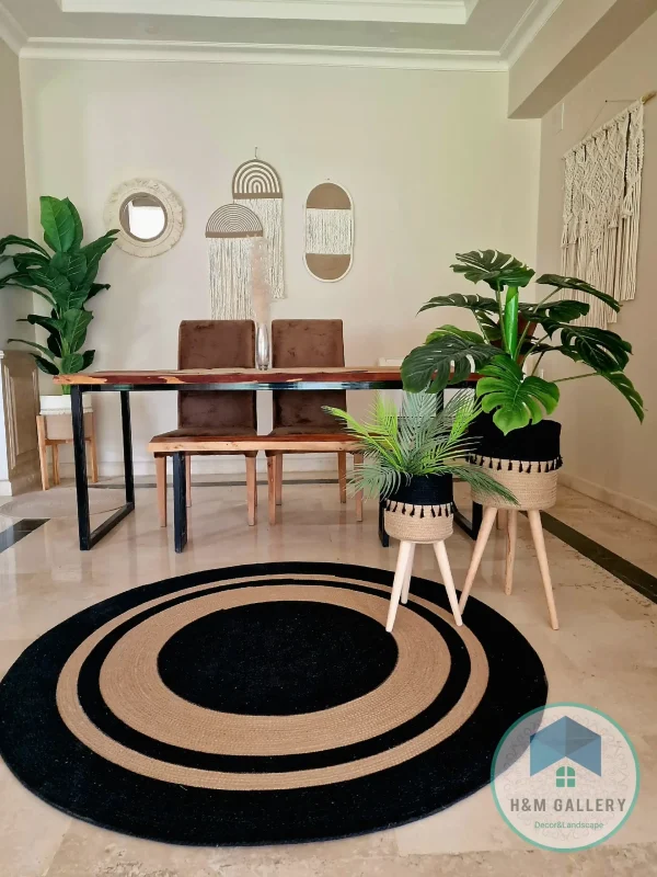 Round jute&cotton rug shape6