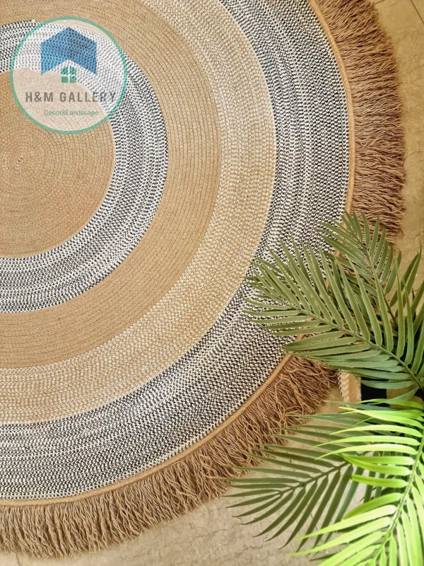 Round jute&cotton with tassels rug shape8