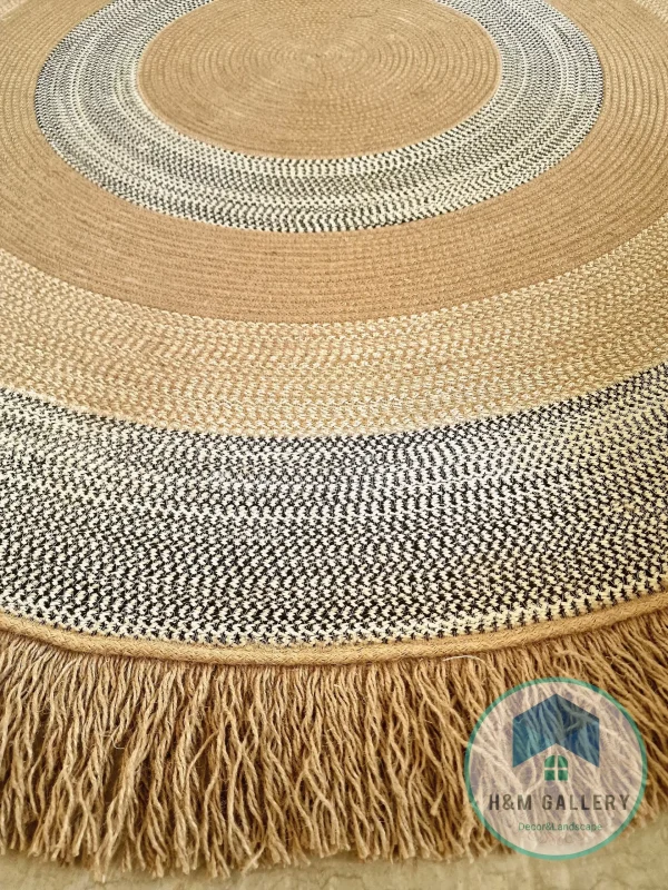Round jute&cotton with tassels rug shape8