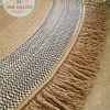 Round jute&cotton with tassels rug shape8