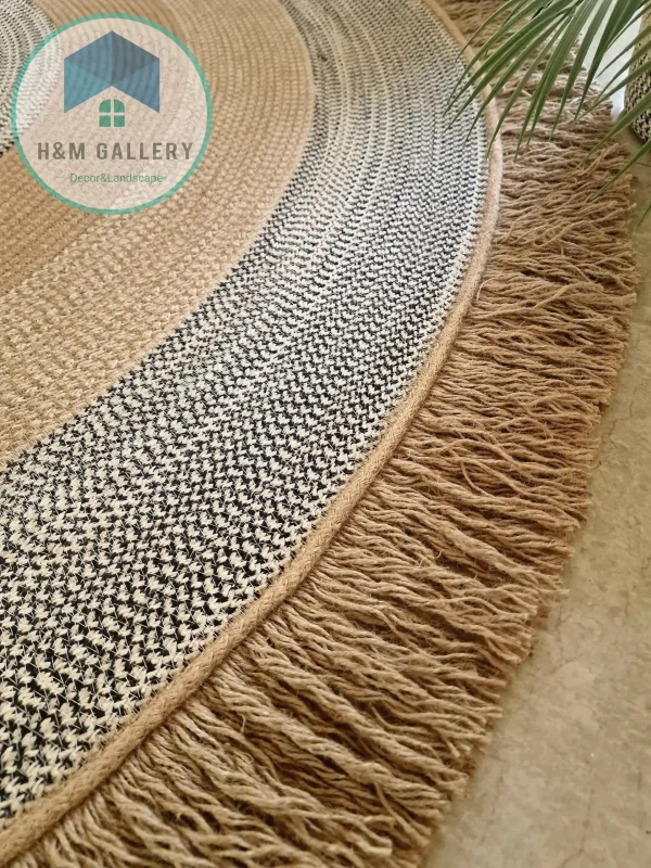 Round jute&cotton with tassels rug shape8