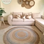 Round jute&cotton with tassels rug shape8