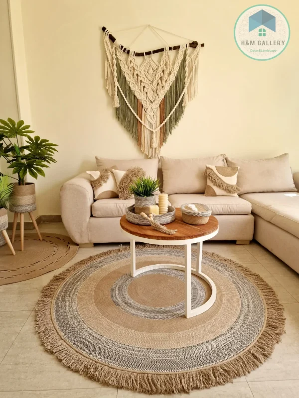 Round jute&cotton with tassels rug shape8
