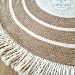 Round jute&cotton with tassels rug shape9