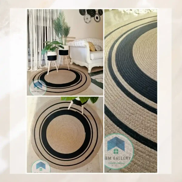 Round jute&cotton rug shape4