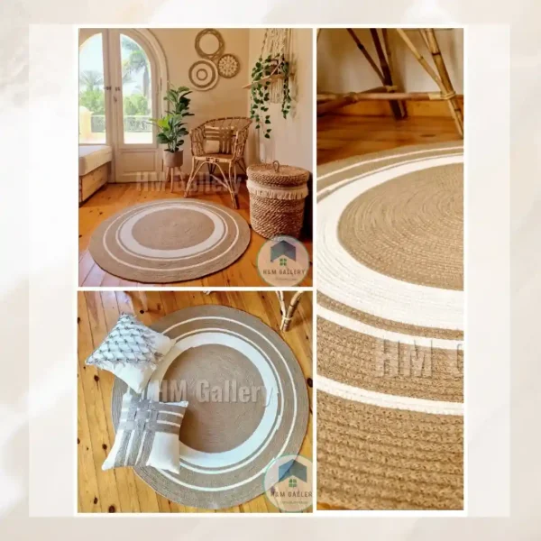 Round jute&cotton rug shape5