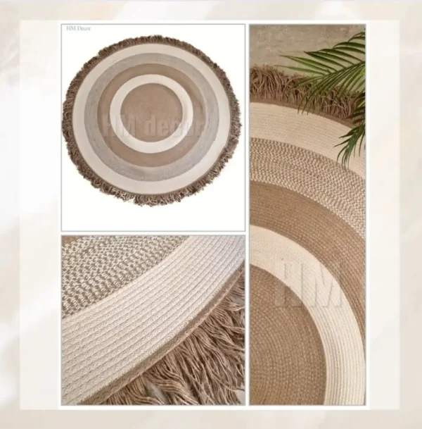 Round jute&cotton with tassels rug shape10