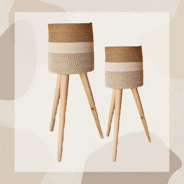 Plant pot with wooden stand shape7