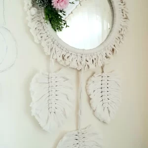 Macrame Mirror with feathers shape12