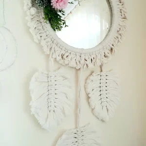 Macrame Mirror with feathers shape12