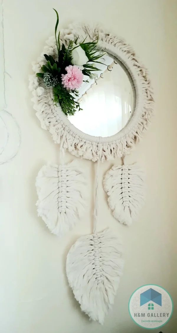 Macrame Mirror with feathers shape12