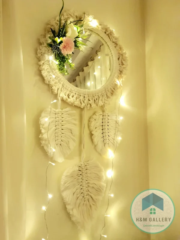Macrame Mirror with feathers shape12