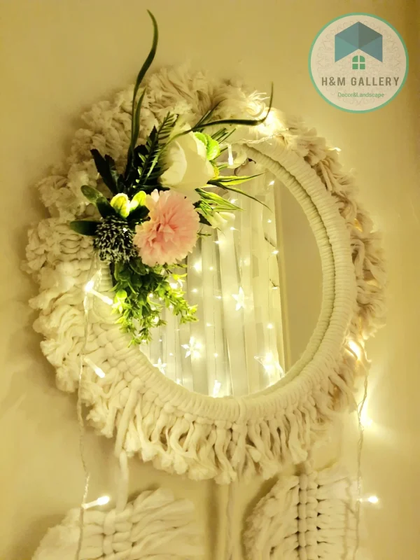 Macrame Mirror with feathers shape12