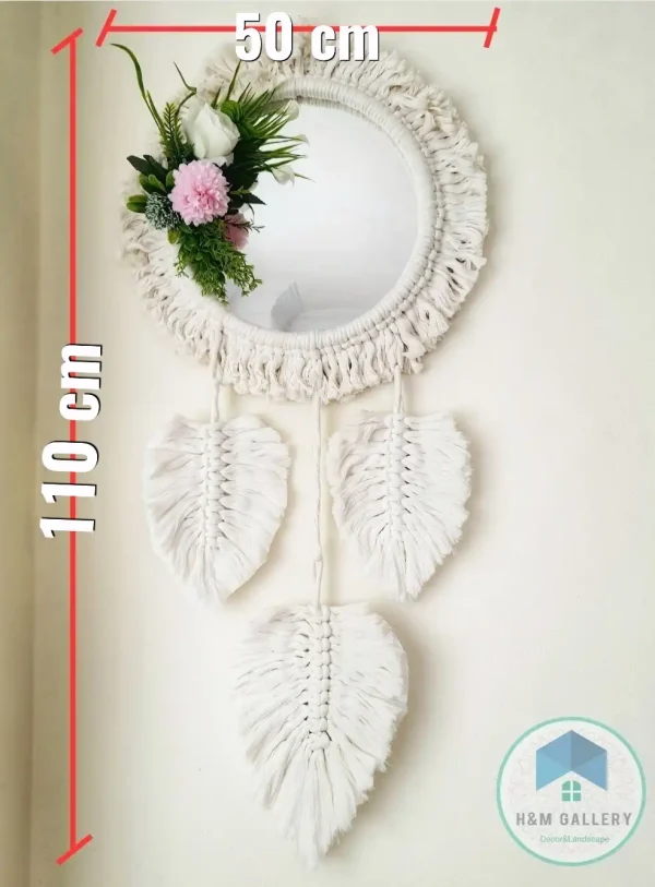 Macrame Mirror with feathers shape12
