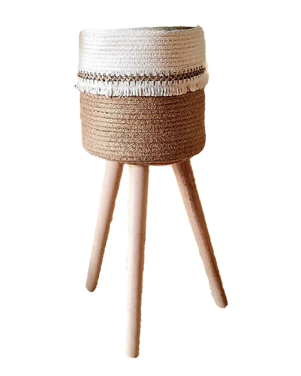 Plant pot with wooden stand shape1