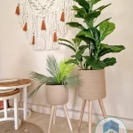Plant pot with wooden stand shape8