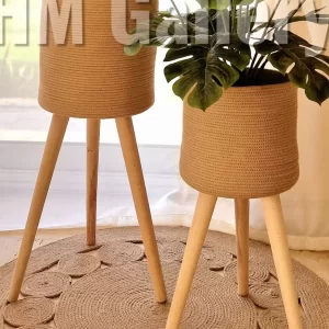 Plant pot with wooden stand shape8