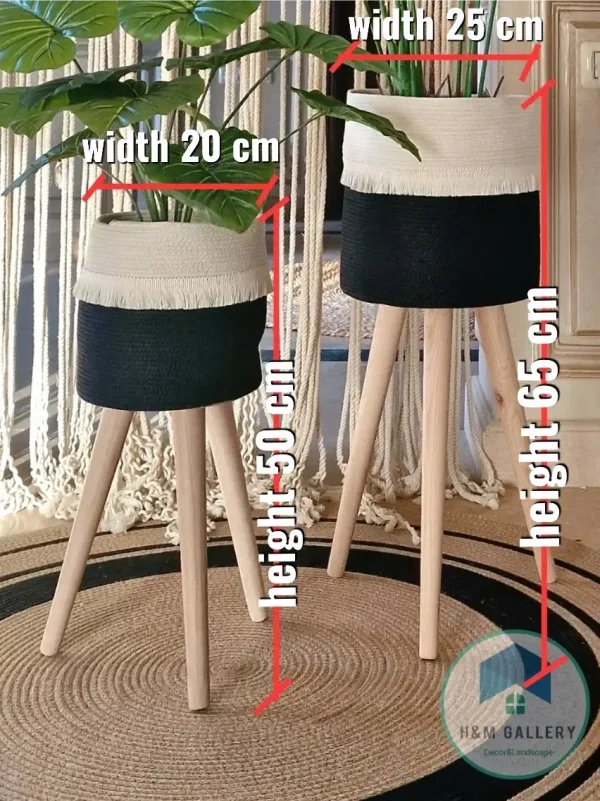 pot 10051 Plant pot with wooden stand shape5