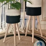 Plant pot with wooden stand shape5