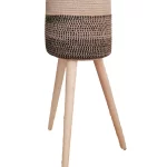 Plant pot with wooden stand shape4