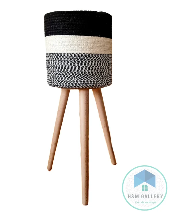 Plant pot with wooden stand shape3