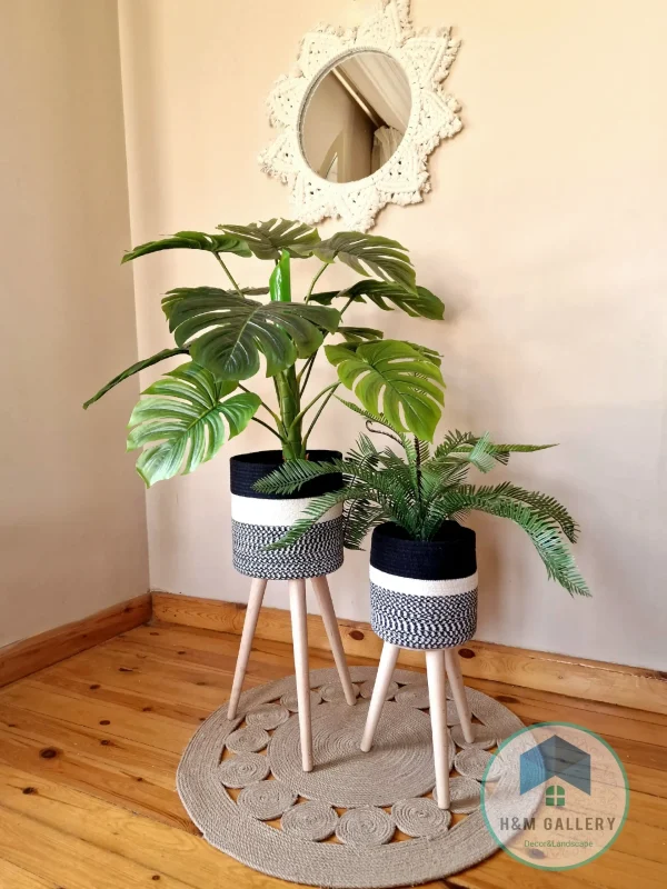 Plant pot with wooden stand shape3