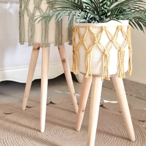 Plant pot with wooden stand shape10