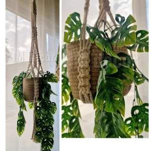 macrame hanging with pot&plant 3