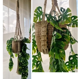macrame hanging with pot&plant 3