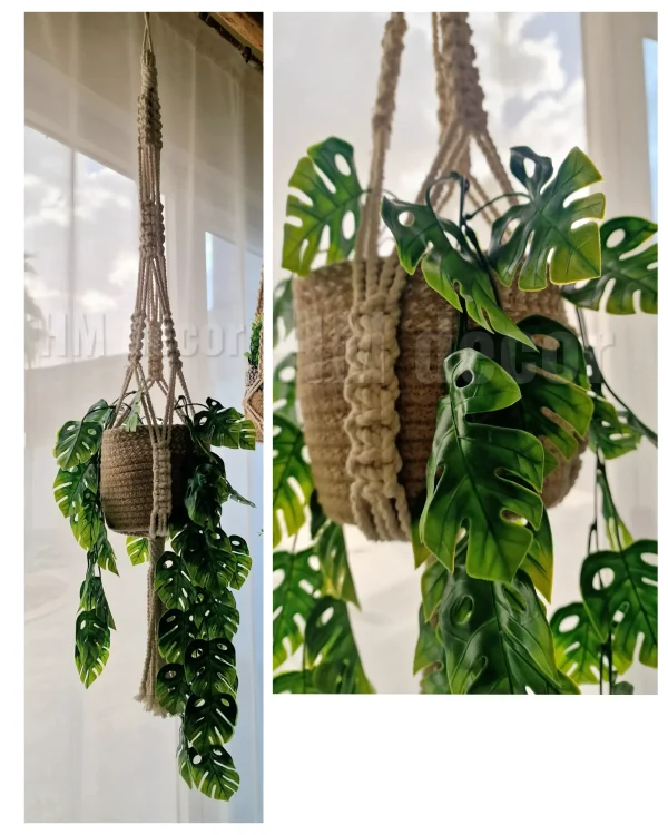 wall hang shape 30 macrame hanging with pot&plant 3