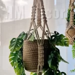 macrame hanging with pot&plant 3