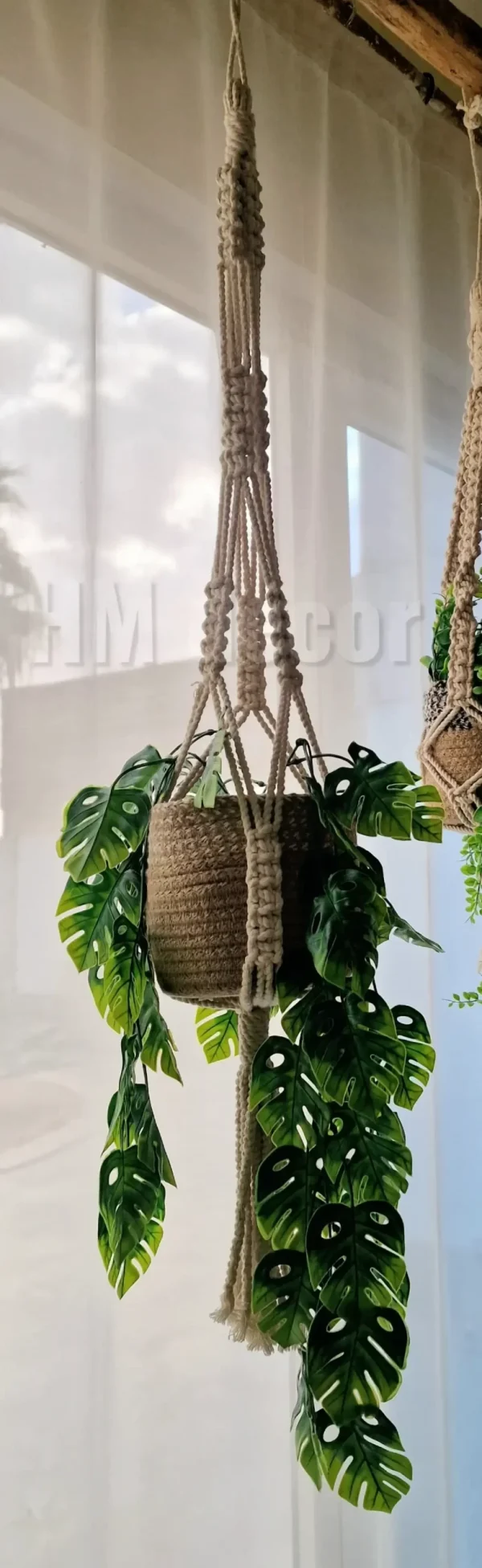 wall hang shape 32 macrame hanging with pot&plant 3