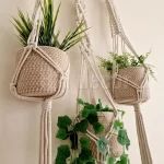macrame hanging with pot&plant 7