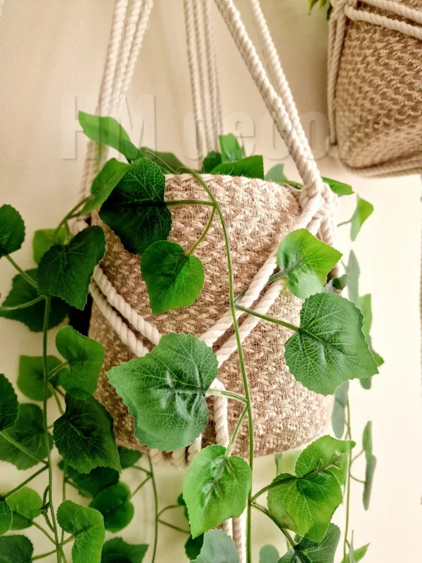 macrame hanging with pot&plant 7