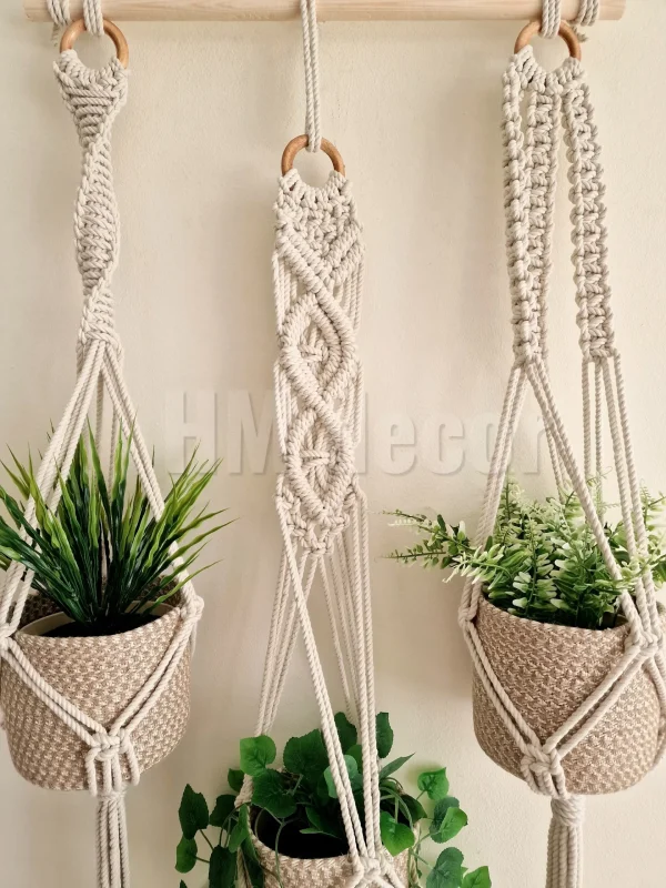 macrame hanging with pot&plant 7