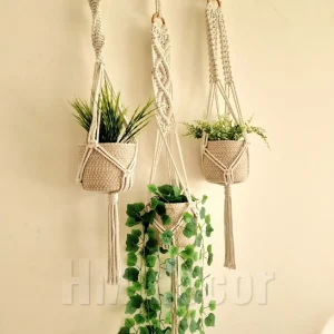 macrame hanging with pot&plant 7