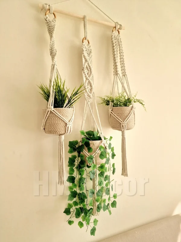 macrame hanging with pot&plant 7