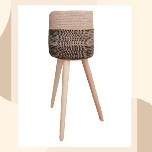 Plant pot with wooden stand shape4