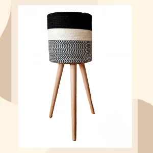 Plant pot with wooden stand shape3