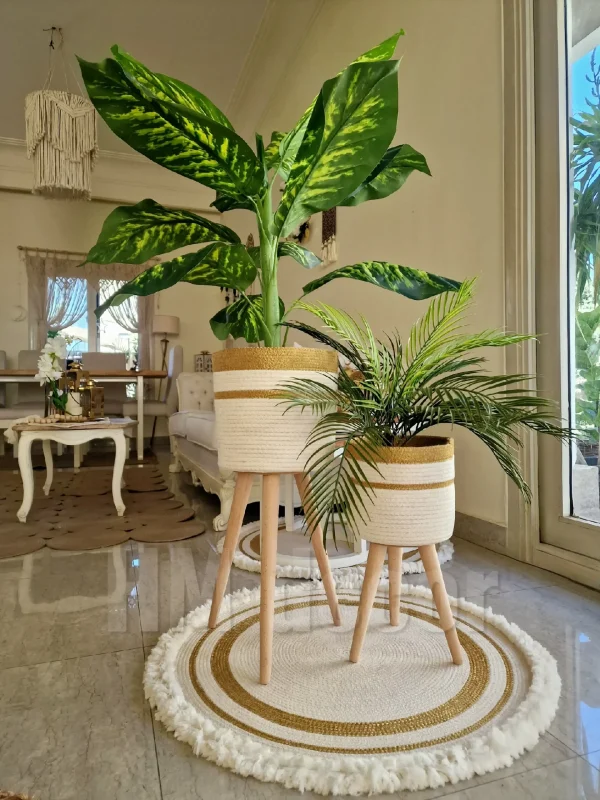 cotton with golden rope rug shape1