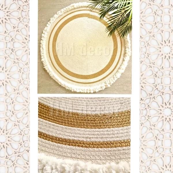 cotton with golden rope rug shape1