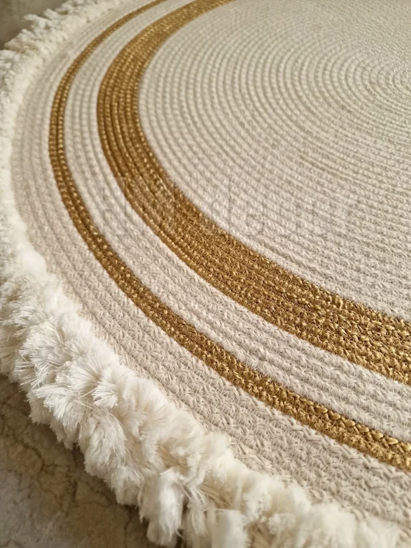 cotton with golden rope rug shape1