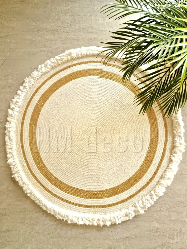 cotton with golden rope rug shape1