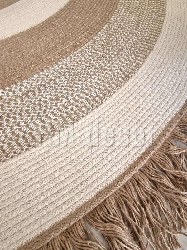 Round jute&cotton with tassels rug shape10