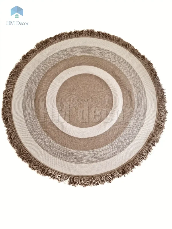 Round jute&cotton with tassels rug shape10